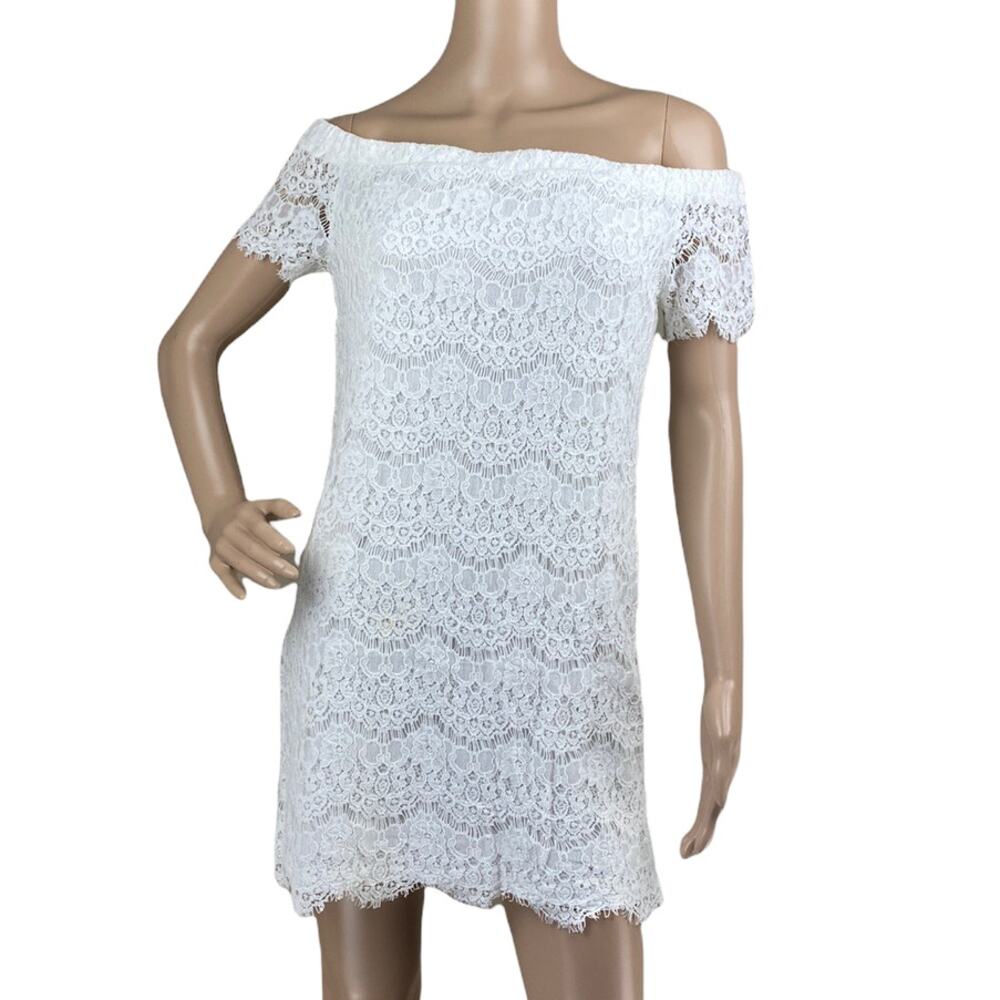 Forever 21 White Lace Off The Shoulder Mini Dress Medium Bridal Shower